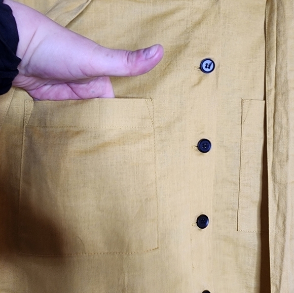 Etophe Studios linen-blend yellow midi skirt. Pockets. Belted.  Size Medium. - Picture 2 of 16